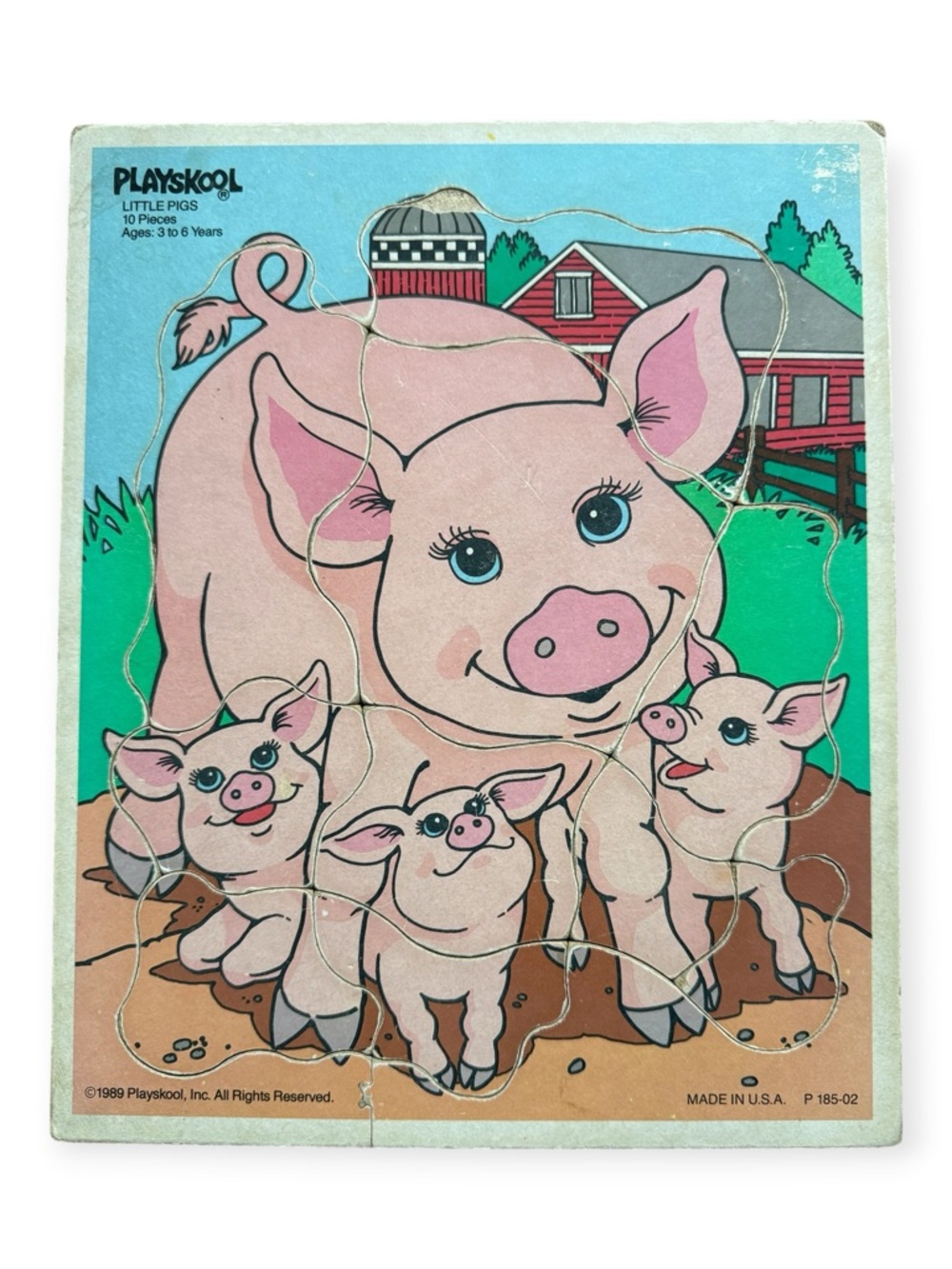 Vintage 1989 Playskool "Little Pigs" Wooden Tray Puzzle